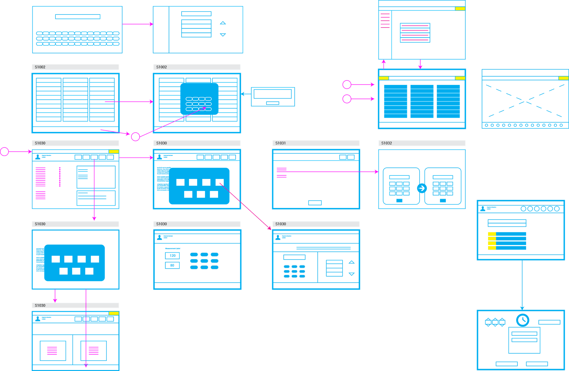 Multiple HealthMedx tablet devices showing the redesigned interface