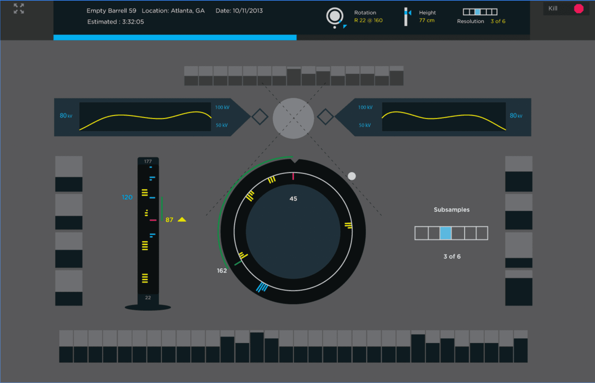 Real-time scan monitoring showing target rotation progress