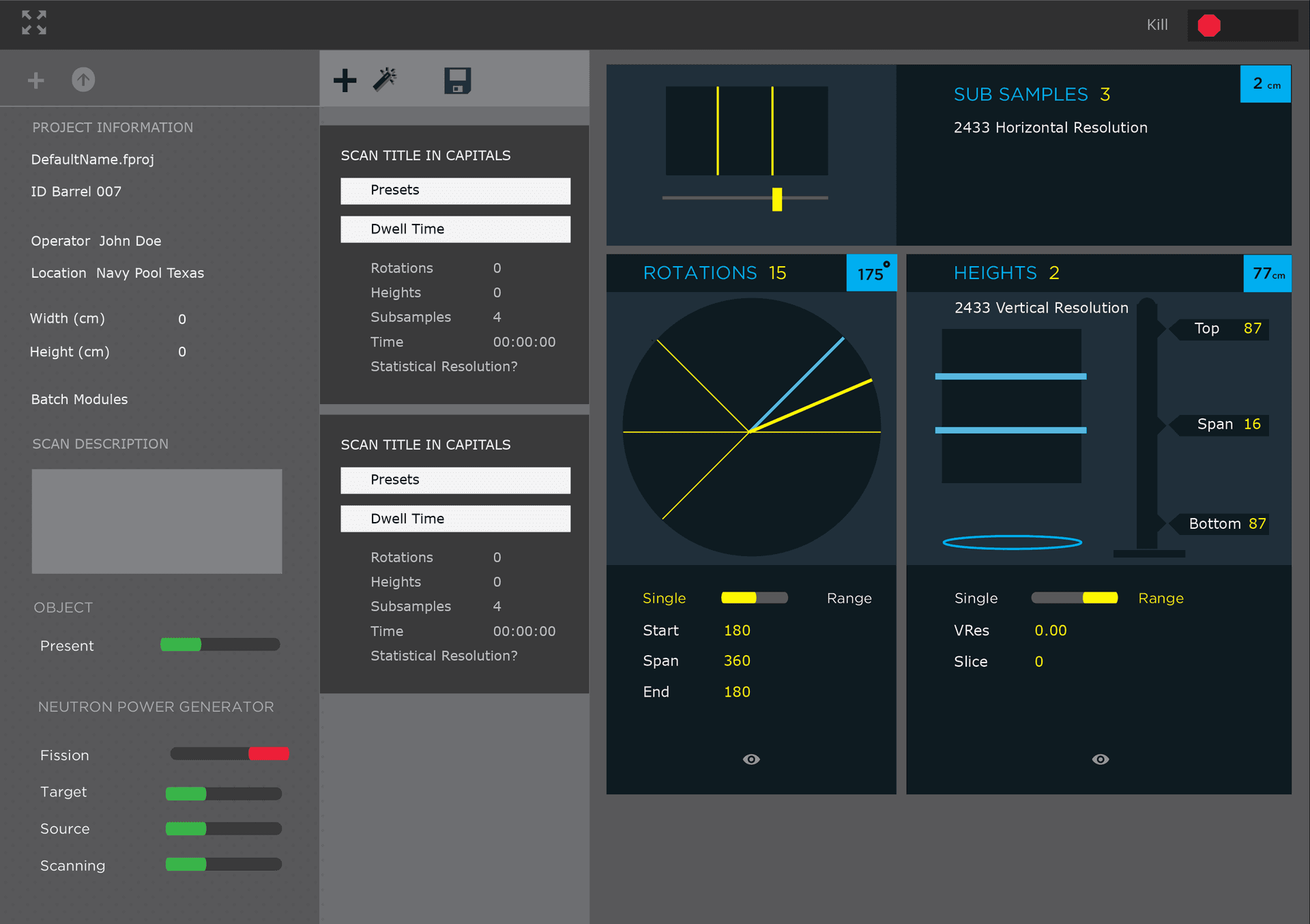 Dynamic scan visualization with detector resolution data
