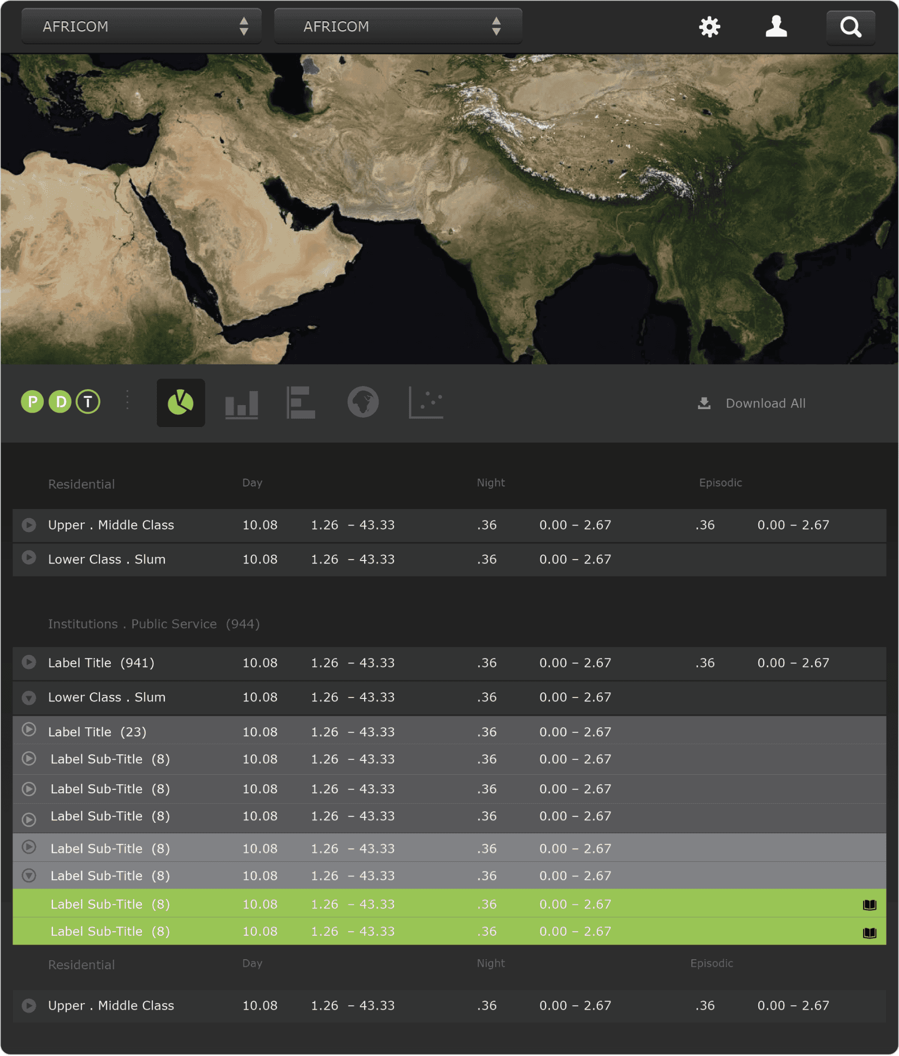 Oak Ridge data workspace screen variation 1